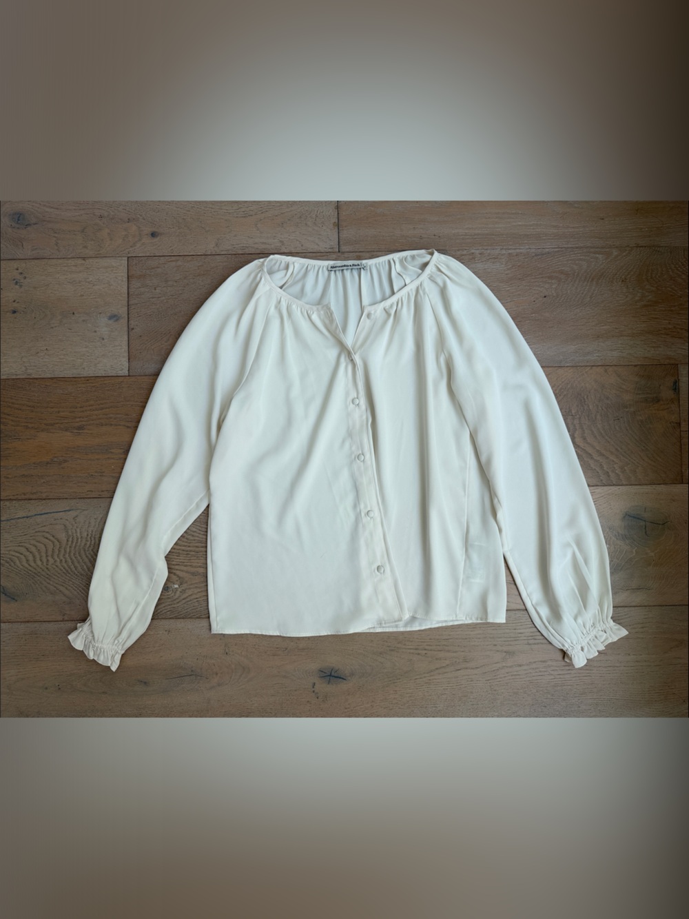 Abercrombie & Fitch Cream Button-Front Long Sleeve Blouse